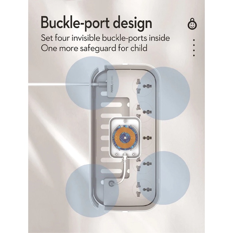 LDNIO SCW5354 - Management Power Strip Box - 15W Wireless Charging - Kabel Ekstension 5 Socket dan 3 USB - Lengkap dengan Wireless Charging dan Box Penyimpanan