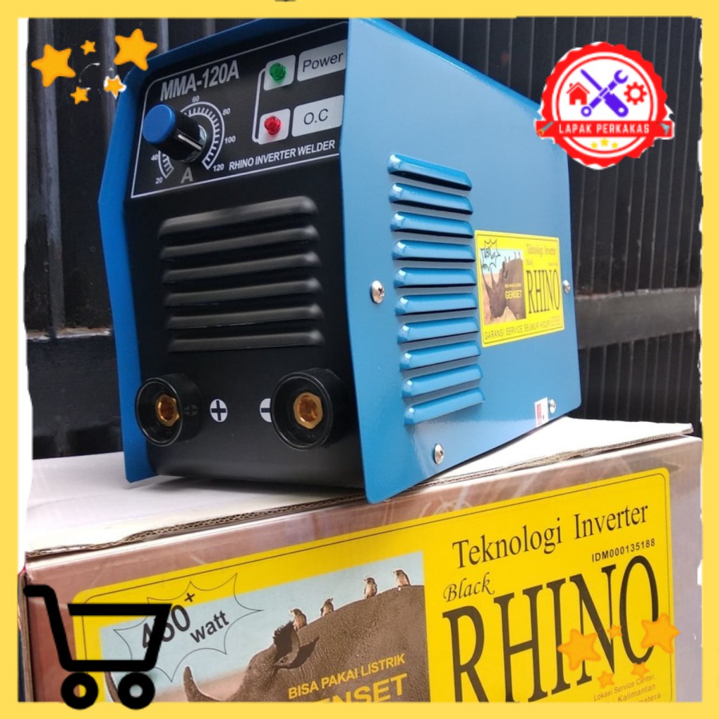MESIN LAS RHINO MMA 120 A 450 WATT - MESIN LAS RHINO BIRU 450 WATT