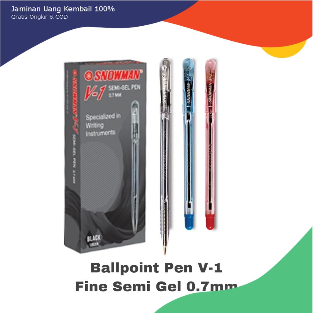 

(1 pack)Bolpen Snowman V-1 (Hitam Biru Merah0.7mm)/Ballpoint/Bolpoint/Pena/Ballpen/Pulpen