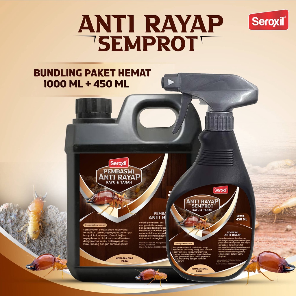 Paket Racun Pembasmi Anti Rayap Kayu Tanah Semprot Ampuh 1 Liter + 470ml