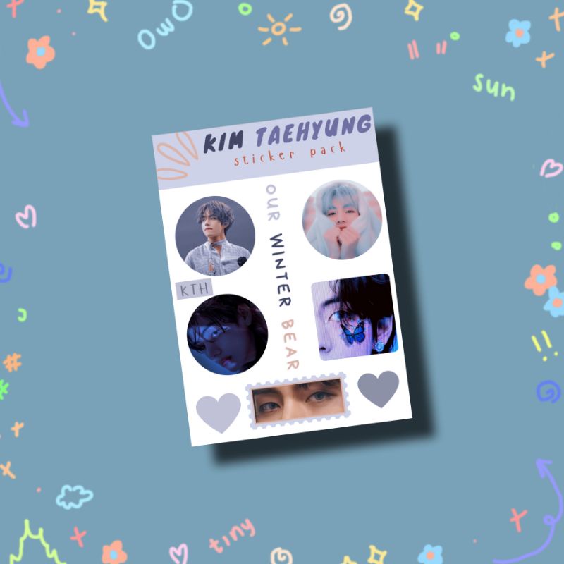 

[ready stock] DECO STICKER KIM TAEHYUNG V OF BTS VER BLUE STIKER VINLY STICKER DEKORASI DAILY JOURNAL STIKER FANMADE