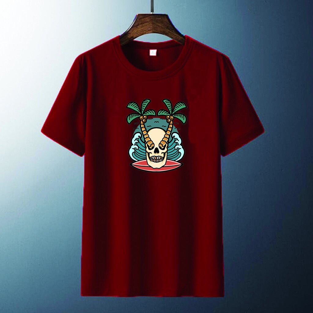 Kaos Pria Distro Gambar Pohon Skull T shirt Pria Baju Cowok lengan Pendek Atasan Pria dewasa