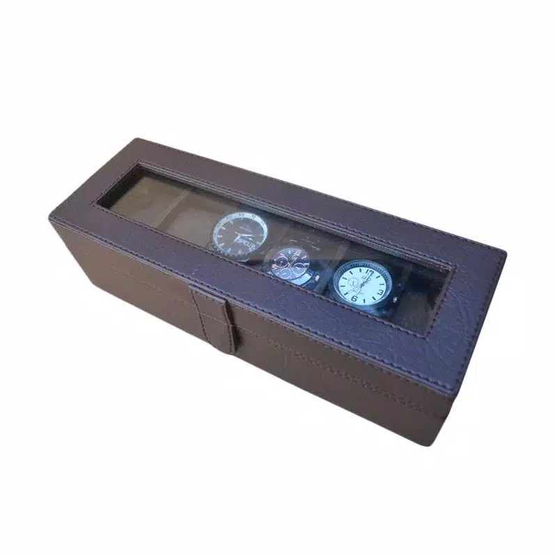 LARGE SIZE - Tempat Jam isi 5 JUMBO warna COKELAT FULL atau  Box kotak Jam Tangan Sport