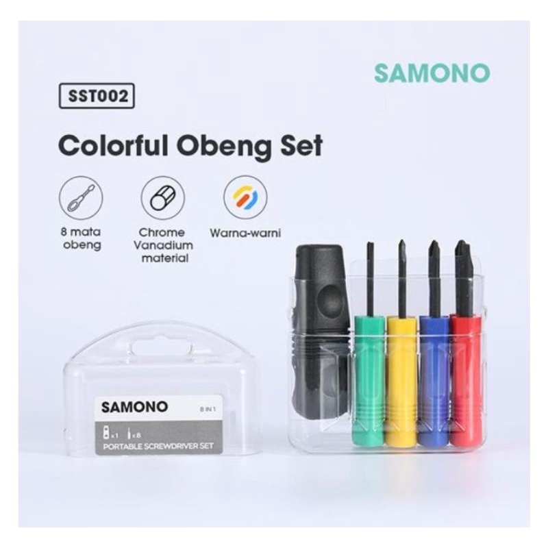 Obeng 8in1 SAMONO Serba Guna Anti Karat,Kuat Dan Anti Slip Set Service Screwdriver Tool Set