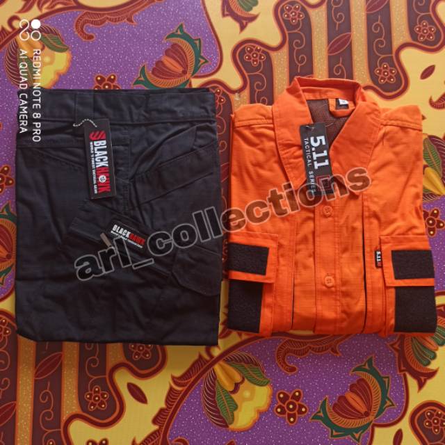 Setelan satu set celana+kemeja orange 511 TACTICAL BPBD/BNPB/TIMSAR/BASARNAS/PDL/LAPANGAN