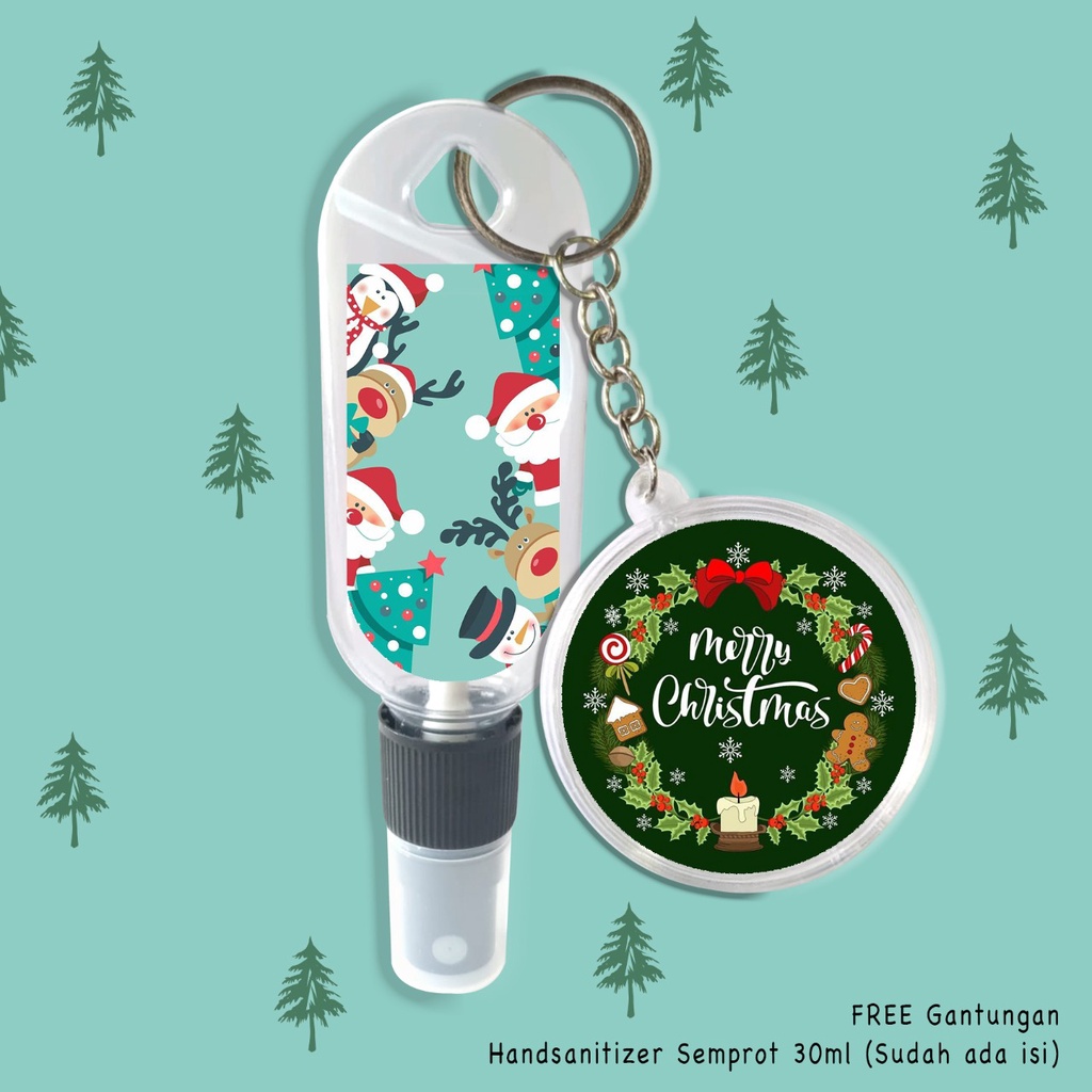 (FREE GANTUNGAN KUNCI) HAND SANITIZER / KADO NATAL / TUKARAN KADO / CHRITMAS EDITION / INCLUDE ISI 30 ML / SANTA RUSA