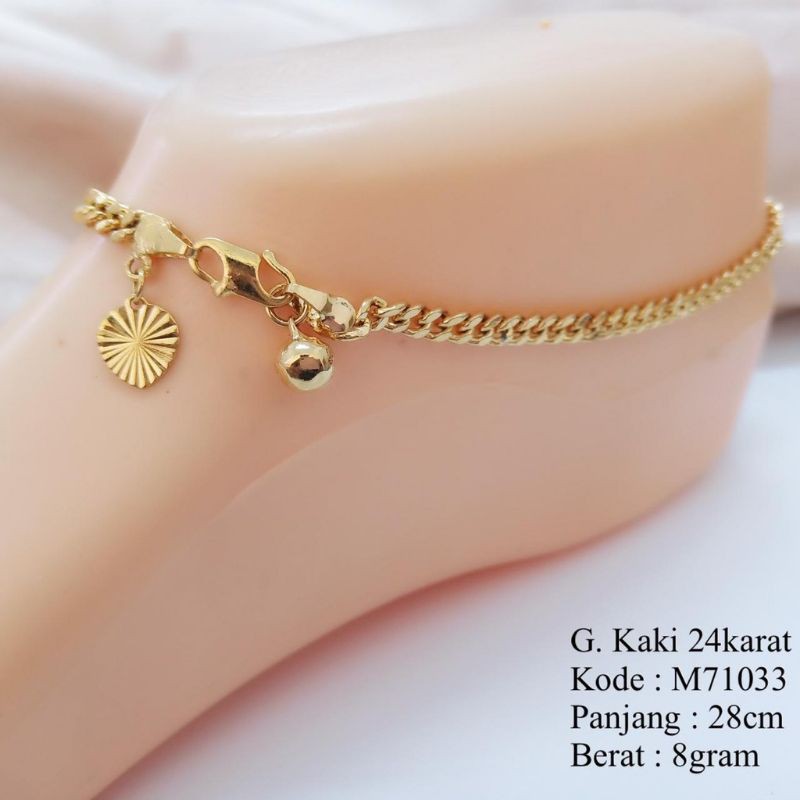 Gelang Kaki Wanita Motif Rantai Polos Mainan Love dan Lonceng M71033