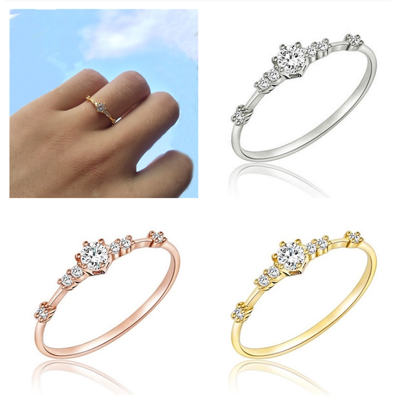 Cincin Berlian 7 Kecil 14K Untuk Wanita