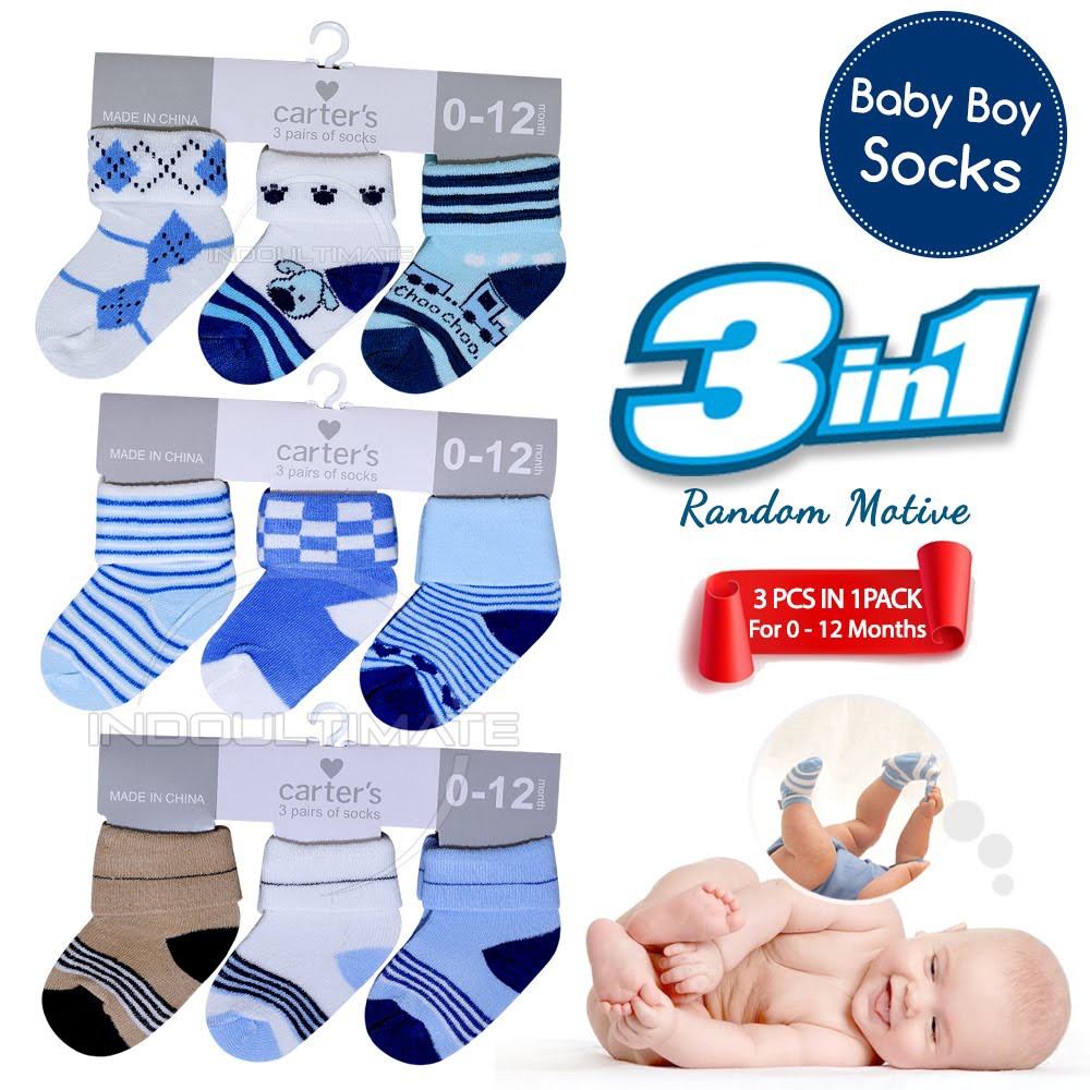 3in1 Kaos Kaki Bayi Import RANDOM Kaos Kaki Bayi Cowok &amp; Cewek Kaos Kaki Bayi Baru BY-56-FC