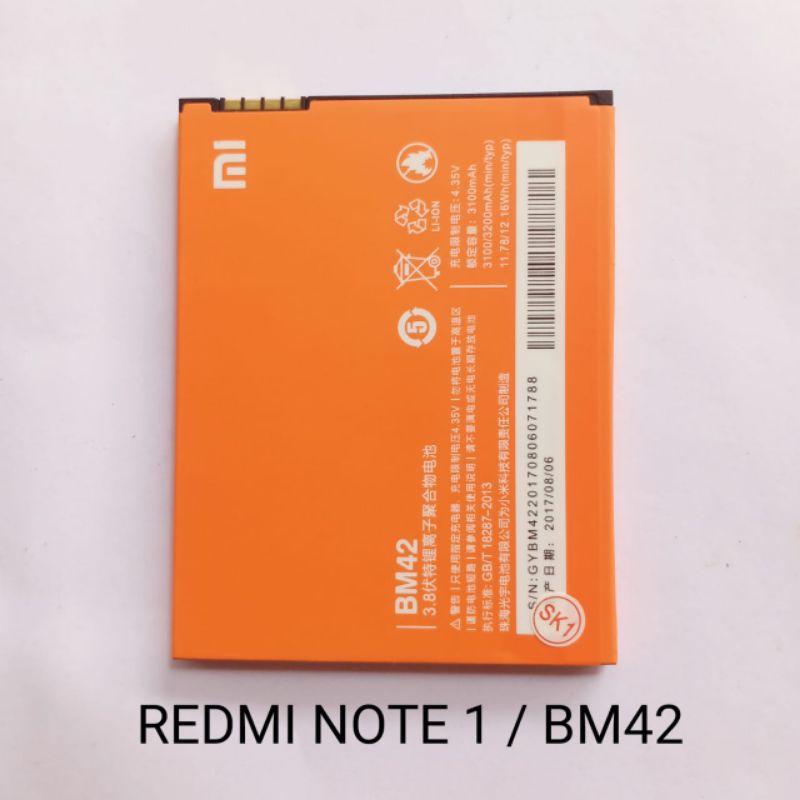 Baterai Xiaomi BM42 BM 42 Redmi note 1 battery batre baterei batere batrei batrai