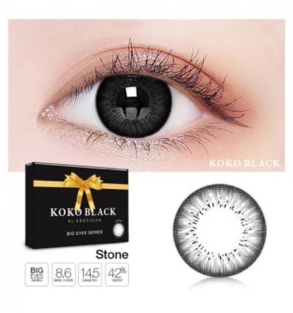 SOFTLENS KOKO BLACK BY X2 FREE LENSCASE / SOFLENS / SOFTLEN