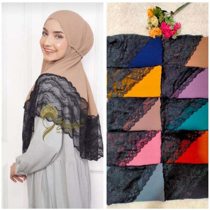 ZAZIZESTORE - BERGO PLISKET RENDA / JILBAB PLISKET INSTAN