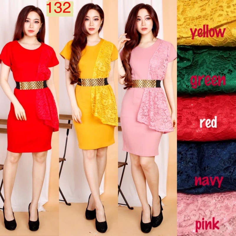 Kathryn collection # 132,  Dres span scuba import premium kombinasi brukat gliter free belt