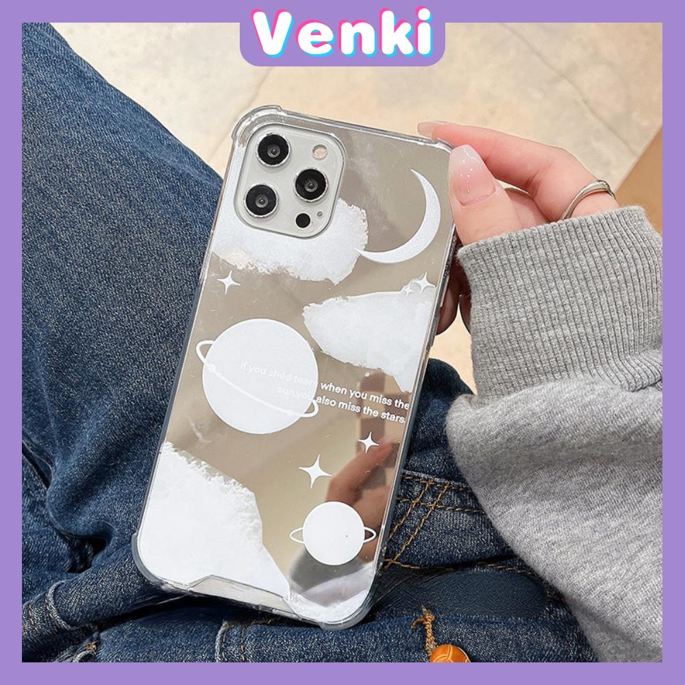 iPhone Case Acrylic Reflective Mirror Airbag Shockproof Protection Camera Moon Planet Compatible with iPhone 11 iPhone 13 Pro Max iPhone 12 Pro Max iPhone 7 Plus iPhone xr