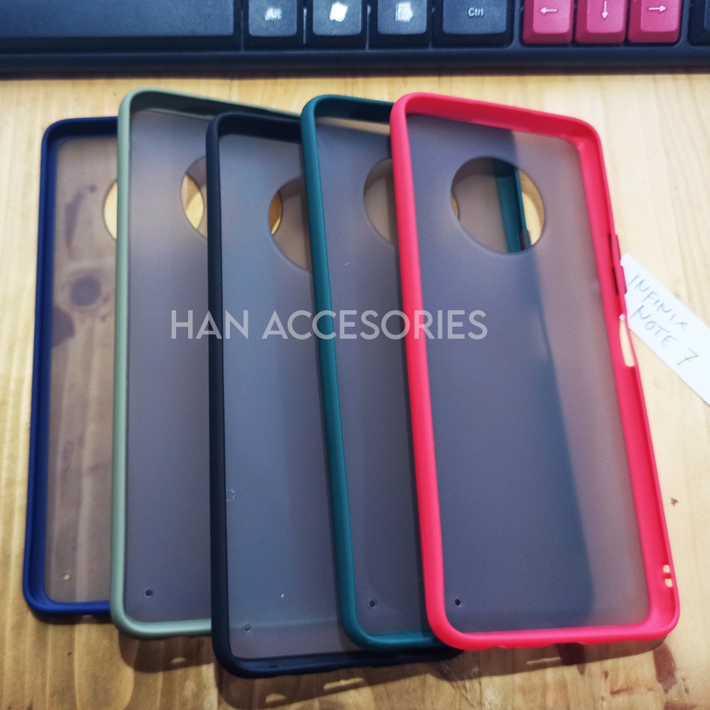 (PAKET HEMAT) Case Fuze Dove + Temperred Glass Infinix Hot 8/Hot 9/Hot 9 Play/Note 7/Note 7 Lite Hardcase / Matte Colour / Case Candy