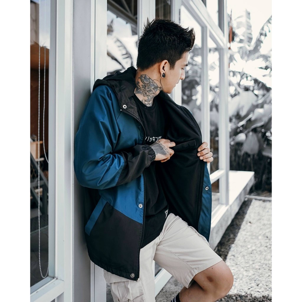 Jaket Outdoor Casual  SLVHX Blue Black - Jacket  Parasut Pria Murah Keren