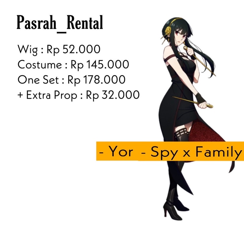 SEWA RENTAL KOSTUM / COSPLAY YOR SPY X FAMILY