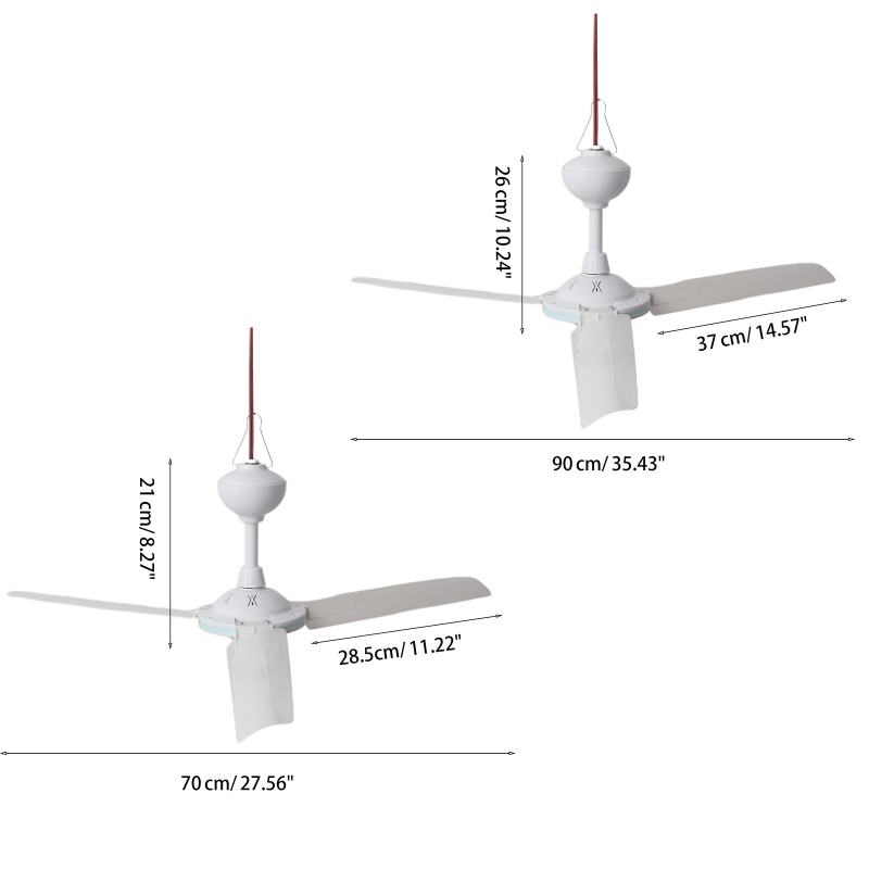 Zzz Kipas Angin Plafon Gantung 27.5 &quot;35.4&quot; DC 12V Dengan Kabel Power Panjang Untuk Camping / Outdoor