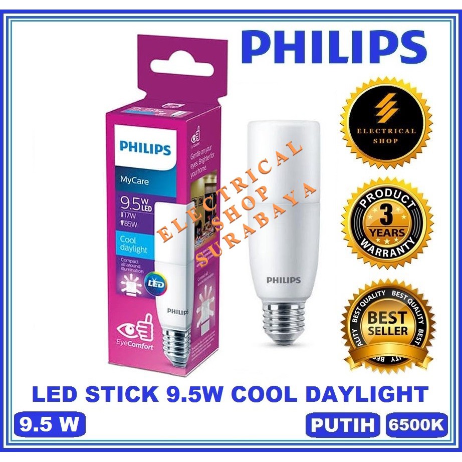 PHILIPS LED STICK MYCARE 9.5W 9.5 W PUTIH (GARANSI &amp; HARGA GROSIR) LAMPU LEDSTICK 6500K EYECOMFORT