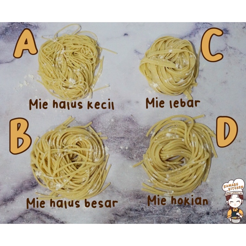 

Mie Telur Ayam Homemade (mie halus, mie lebar, dan mie hokian)
