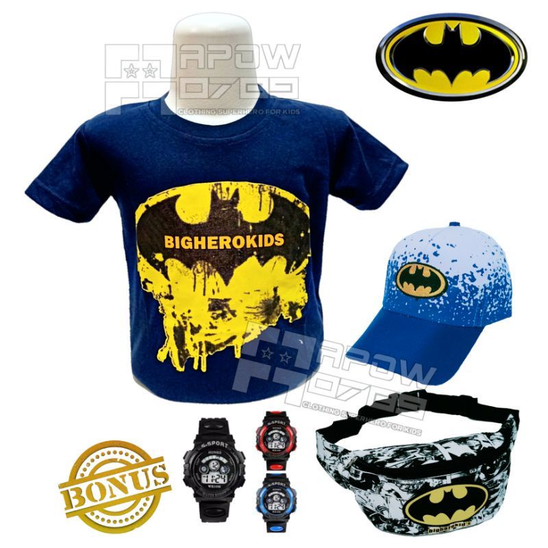 PAKET MURAH 4IN1 - KAOS ANAK BATMAN/PAKAIAN ANAK LAKI-LAKI KARAKTER USIA 2-10THN