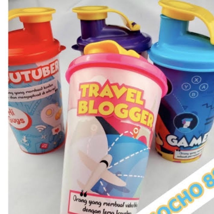 Gelas Tumbler Anak 300ml | Botol Minum Plastik Wadah Minuman Bekal Sekolah Anak2 Kartun Animasi | Souvernir Murah Ulang Tahun