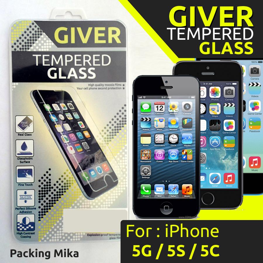 TEMPERED GLASS GIVER IPHONE 5G / 5S / 5S