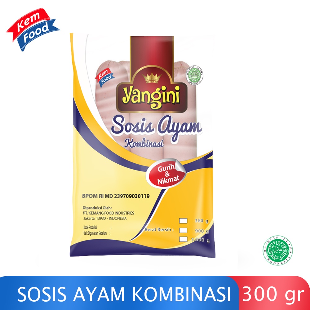 

Yangini Chicken Sausage - Sosis Ayam Kombinasi Isi 6 pcs (300 gr)