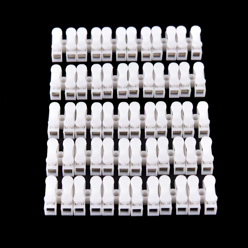 30pcs Terminal Konektor Kabel Quick Splice 2 Pin Self Locking Warna Putih