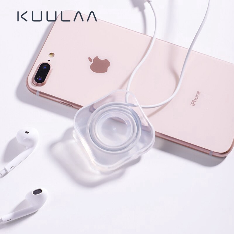 

KUULAA Suction Desktop Wall Mobile Phone Holder Stand USB Cable Organizer For Wire Management