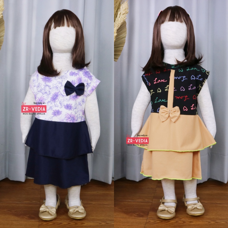 Dress Viona Kensi uk 1-6 Tahun / Dress Lengan Kutung Murah Balita Anak Perempuan Dres Import Blouse