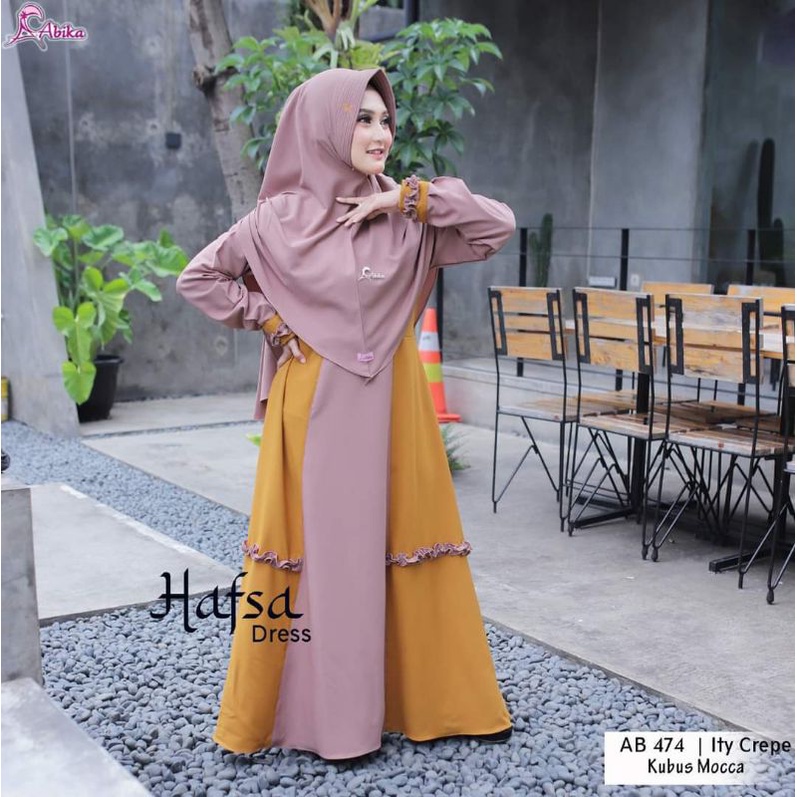 SET DRESS HAFSA ABIKA (DRESS + BERGO)