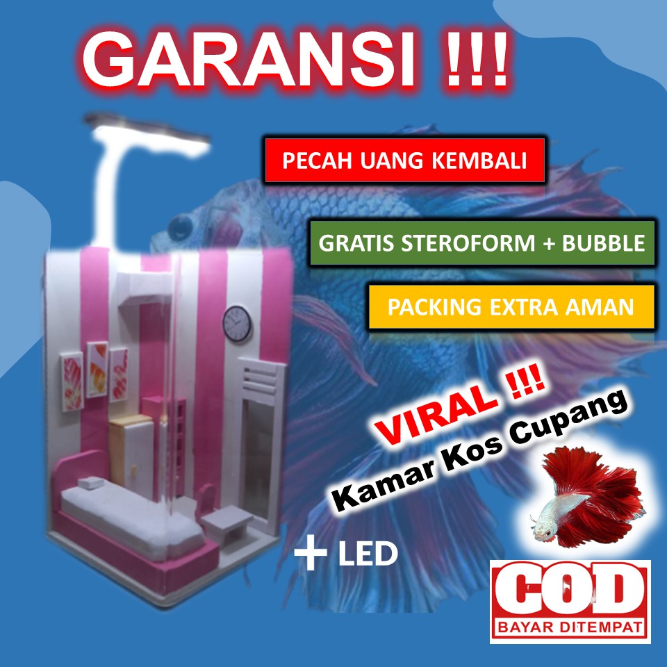 Aquarium Akuarium  Aquascape Soliter Mini Akrilik Kamar Kos Ikan Cupang Guppy MInimalis + Lampu