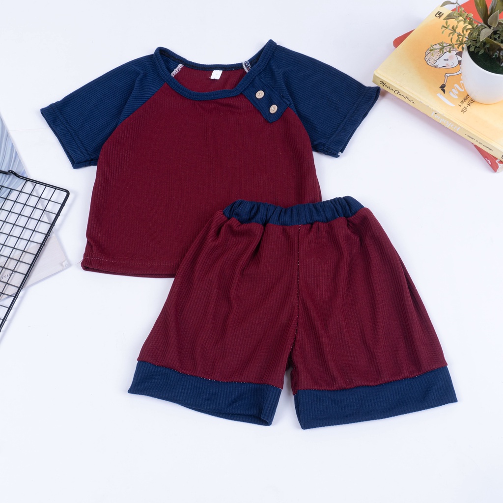 IL - Setelan Anak Laki Laki Rei Rib Button / Set Anak Button Earth Tone