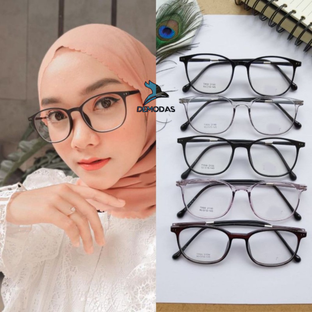 Demodas Kacamata Lentur Ringan (AntiRadiasi Photocromic Blueray Bluecromic) Normal Minus Silinder Bluechromic Photochromic DG2130 Kacamata minus wanita Pria kacamata wanita Glasses