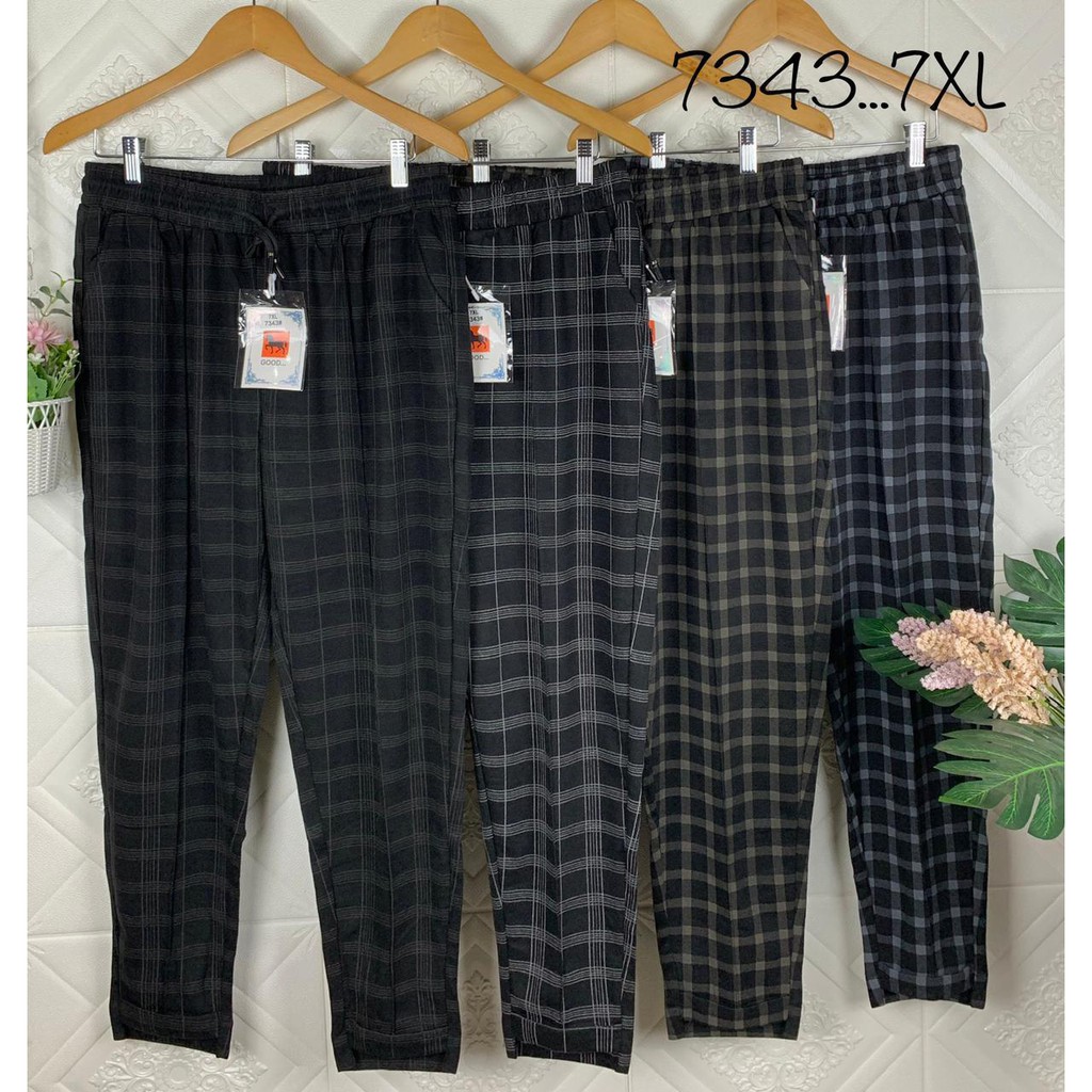 3248 / 5243 / 7343 Fit to 3XL 5XL 7XL Celana Panjang Jumbo Kotak Import Wanita / Celana Big Size Kot