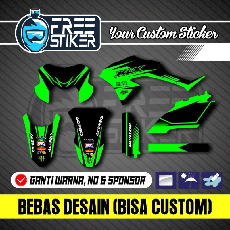 DECAL KLX GREEN HIJAU KLX 150 BF, S, G, L DTRACKER