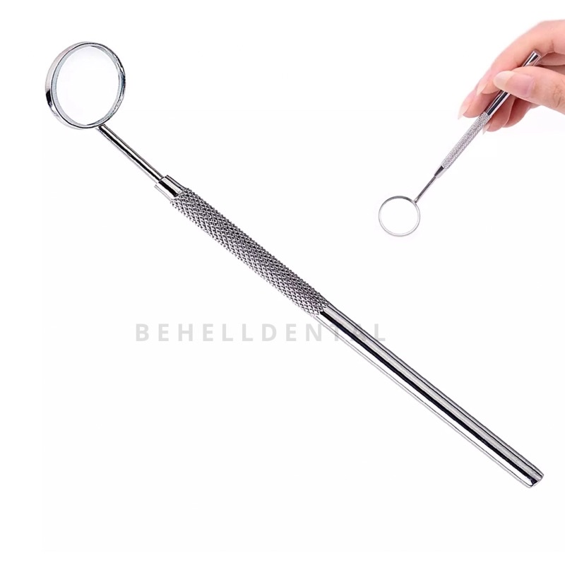 KACA MULUT GIGI BEHEL KACA MULUT SS + GAGANG ANTI KARAT ALAT KEDOKTERAN - DENTAL MIRROR BESI STAINLESS STEEL No 4 - Kaca Ortho Untuk Melihat Lihat Karang Gigi Plak , mulut dan Behel BEHELLDENTAL ORIGINAL