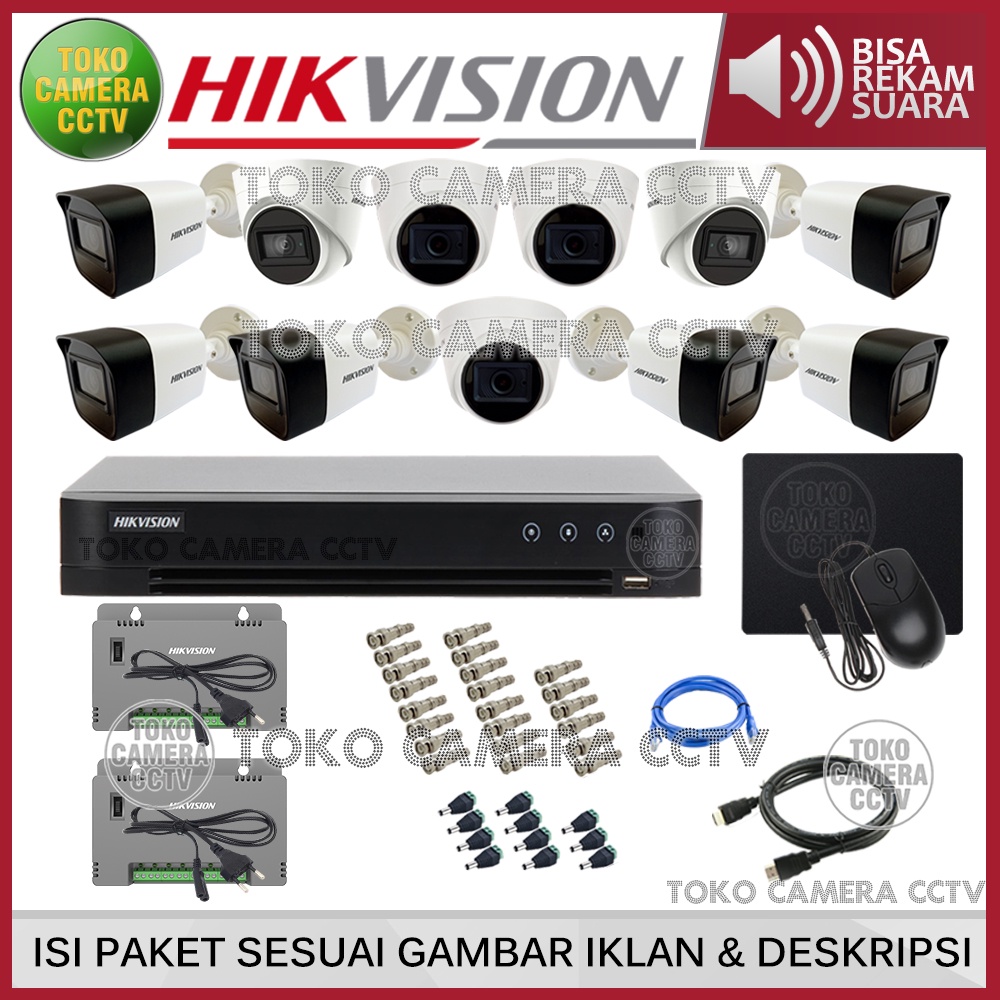 PAKET CCTV HIKVISION 5MP 16 CHANNEL 11 KAMERA AUDIO