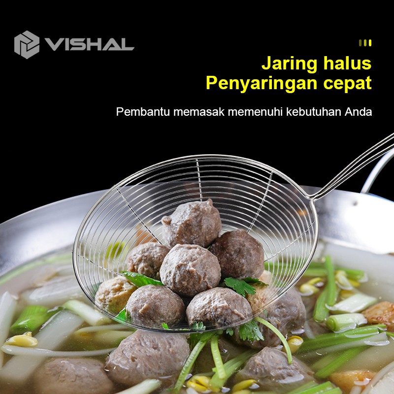 VISHAL Saringan Minyak Tirisan Goreng Serokan Masak Stainless Tahan Panas Colander Spoon/ RH