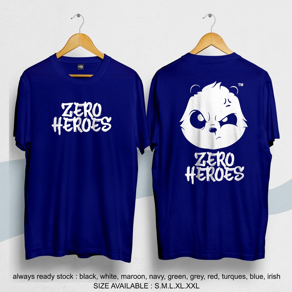 Kaos / Baju / Tshirt Distro Zero Heroes Maskot Logo Keren Depan Belakang Terlaris