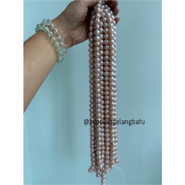 Bahan Mutiara Air Tawar Barok / Baroque LAVENDER 10 x 18mm Bulat pearl