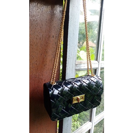 TAS SELEMPANG WANITA TAS JELLY TALI RANTAI GOLD