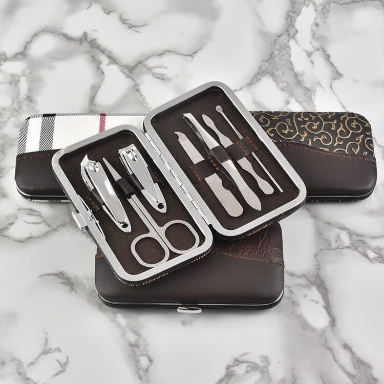 ASK.id - Peralatan Menicure 7in1 Mini Stainless Stell Gunting Kuku Portable Tools Set+Dompet ISI7