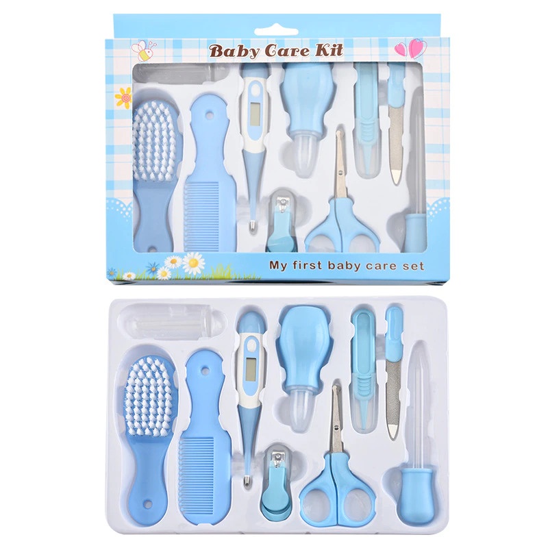 Set Perlengkapan Bayi New Born Thermometer Brush Clipper - QE-119 - Blue