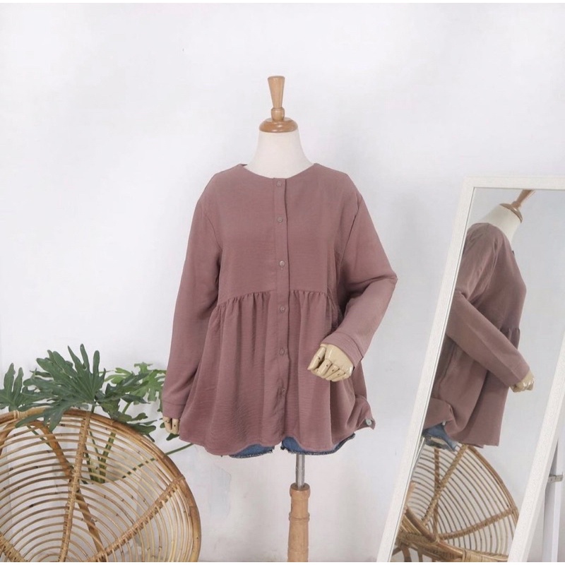 DELVINA BLOUSE KANCING / BLOUSE MUSLIM WANITA TERBARU