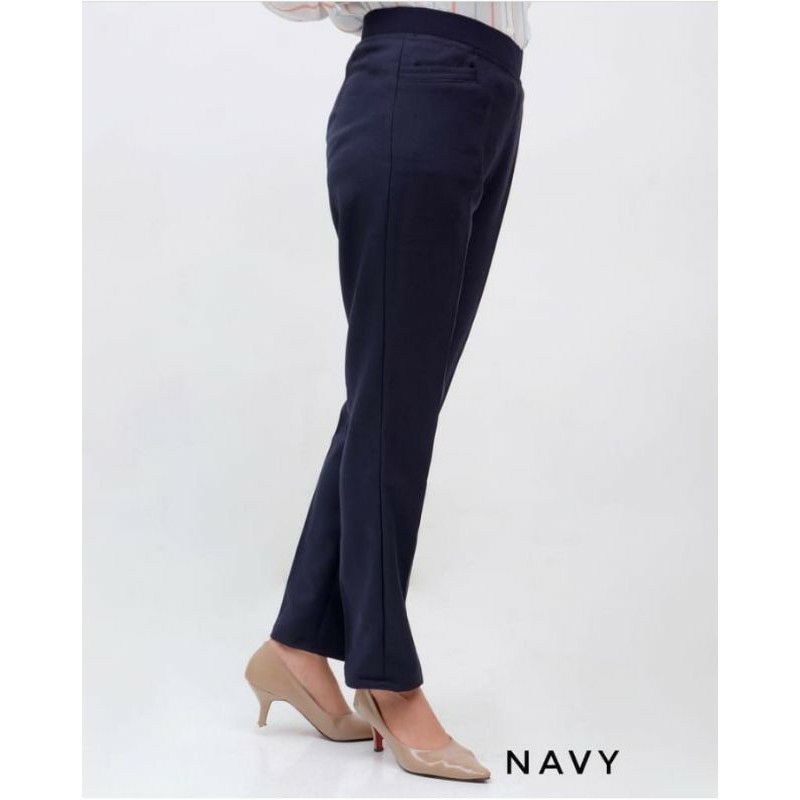 REJEHSTOREPML - Celana Bahan Wanita Kantor Formal Slim Fit Pinggang Full Karet Dan Resleting Size M L XL