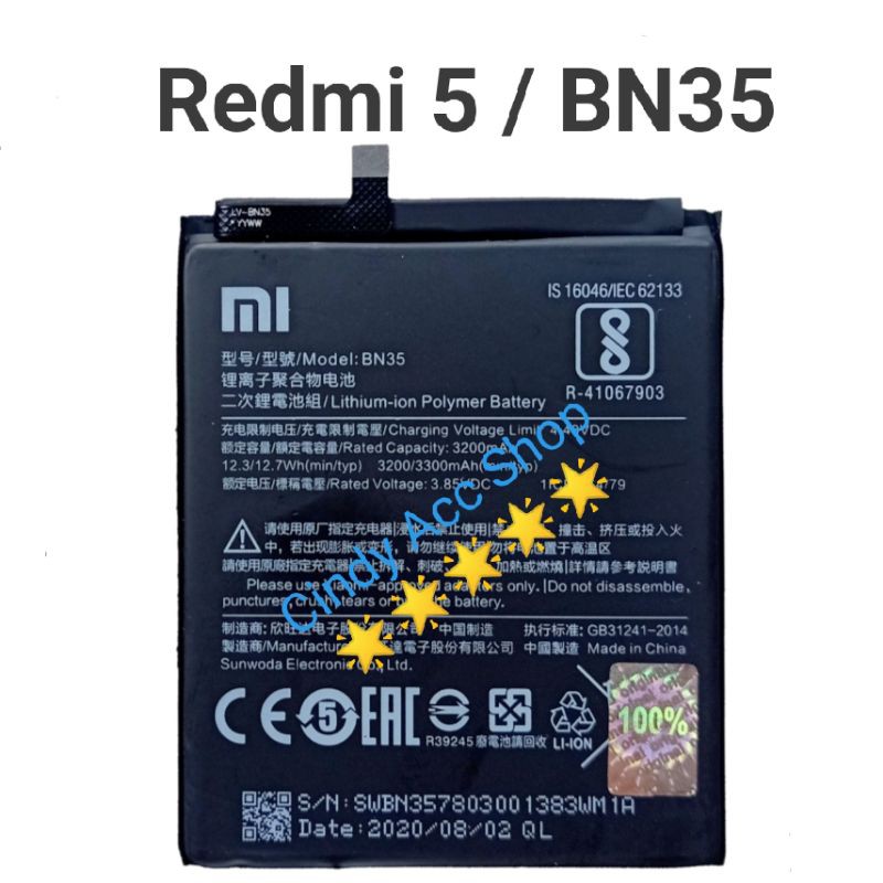 Baterai Original Redmi 5 BN35 BN 35 Batre Battery Original