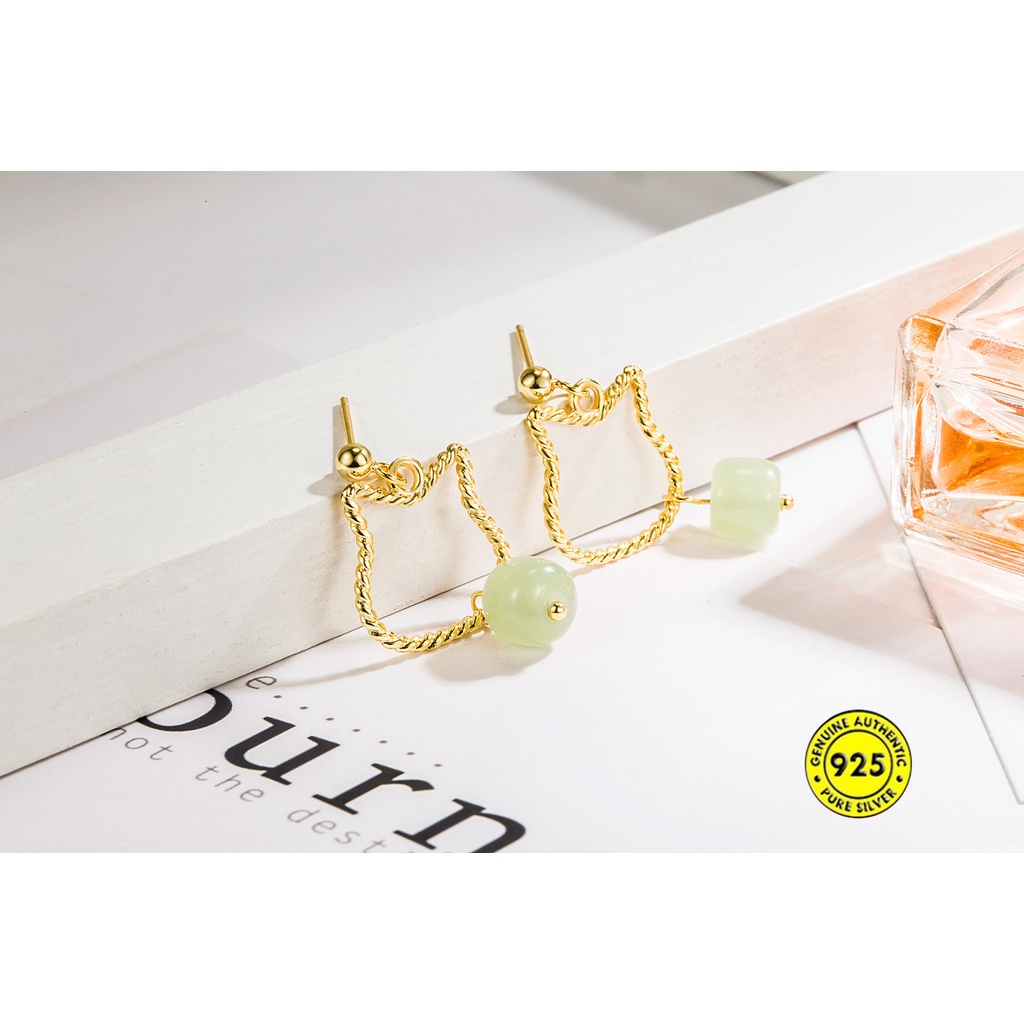 Anting Tusuk Lapis Emas 18K Desain Kucing Lucu Anti Air / Alergi Untuk Wanita