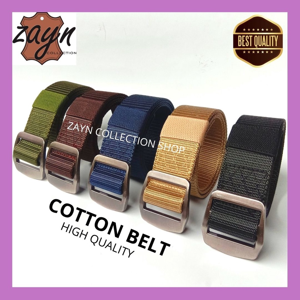 Ikat Pinggang Kain Pria Katun Kanvas Nylon Import Ring Belt Korea Fashion Gesper Cowok Cewek Murah
